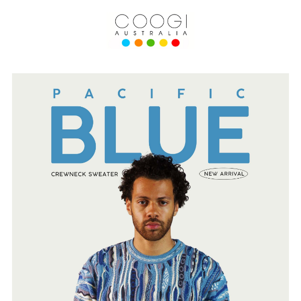 Discover the Pacific Blue Elegance: New Coogi Crewneck Arrival!