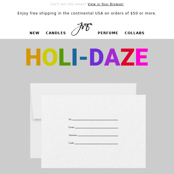 Holiday Shop: Physical Gift Cards & More