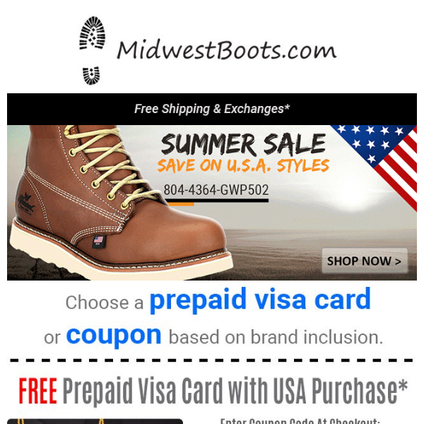 Prepaid VISA with USA Purchase!