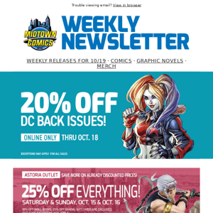 20% Off DC Back Issues, Batman One Bad Day Penguin #1, Deadly Neighborhood Spider-Man #1, Harley Quinn The Animated Series Legion Of Bats #1, & More!