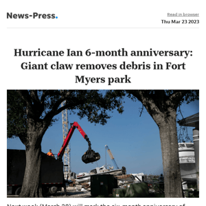 News alert: VIDEO: Giant claw removes Hurricane Ian debris from Fort Myers park