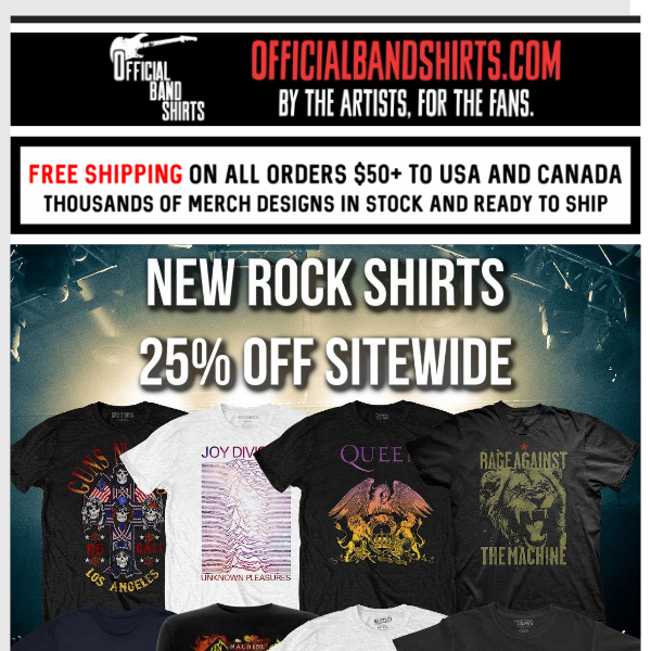 NEW ROCK TEES: 25% Off Sitewide 🤘