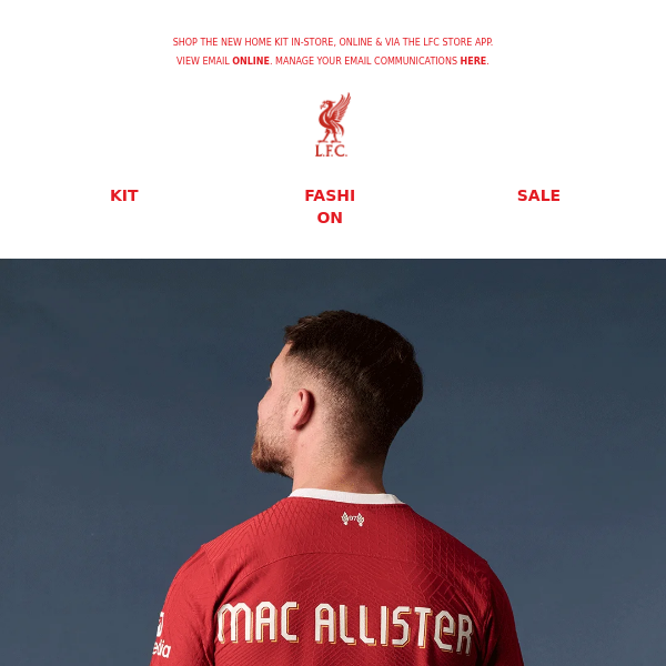 Get Mac Allister 10 on the back of your 2023/24 LFC Home Kit!