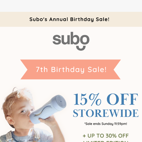 Subo's Annual Birthday Sale is Here! 🎈 🎂