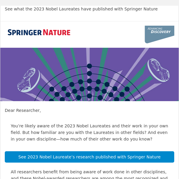 2023 Nobelists’ work published with Springer Nature
