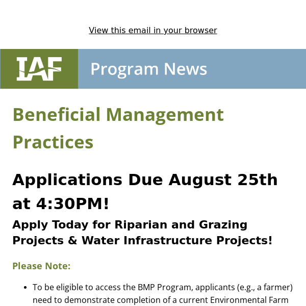 Apply for BMP funding today!