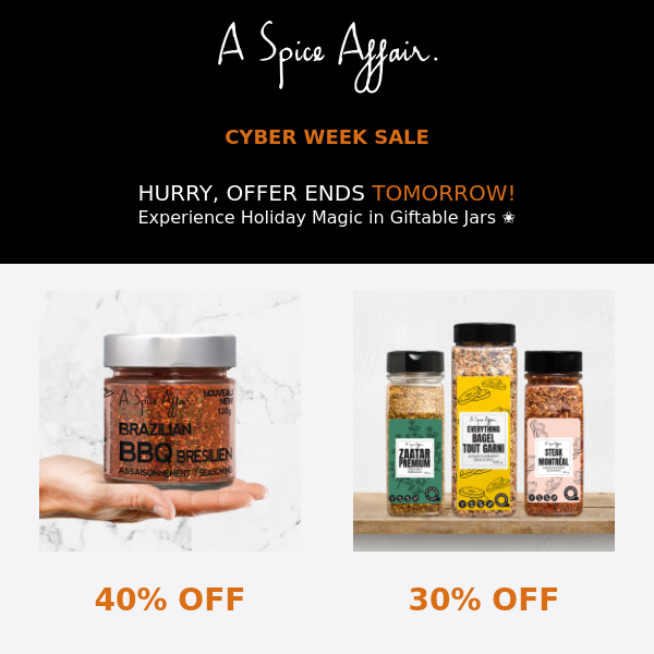 UP TO 60% OFF🌶️ Cyber Sale ends Tomorrow✨