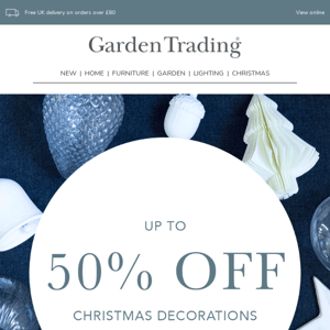 Add those finishing touches with Up to 50% off Christmas