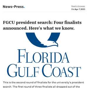 News alert: FGCU's Final Four: Finalists named for university's president job