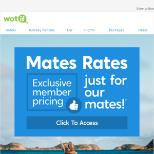 RESERVED FOR Wotif.com: Top Mates Rates deals!
