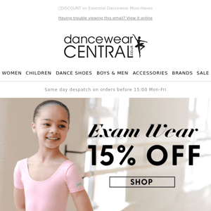 DON't MISS OUT - 15% off ALL Exam wear📣