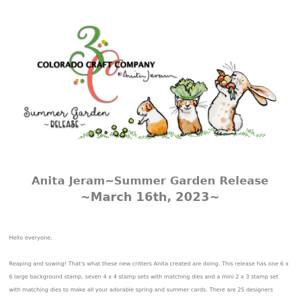 NEW Anita Jeram~Summer Garden Release March 2023