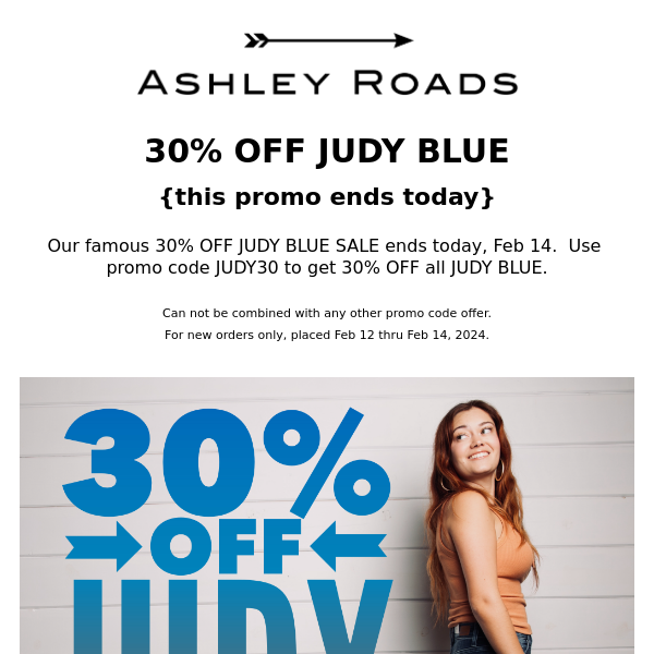 Your 30% OFF JUDY BLUE SALE ends today!