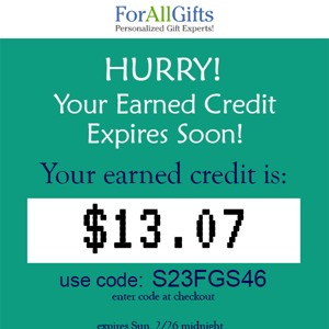 Your ($13.07) Credit Expires Soon - Redeem Today 💰