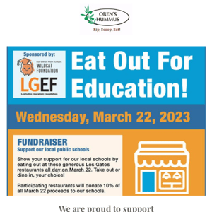 Los Gatos, Come Dine Out for Education!