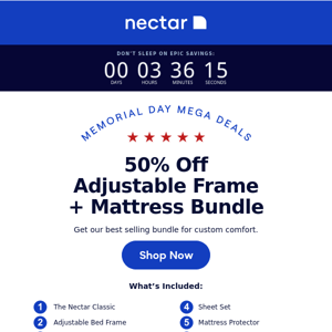 Ends now: 50% off Nectar + Adjustable Bundle