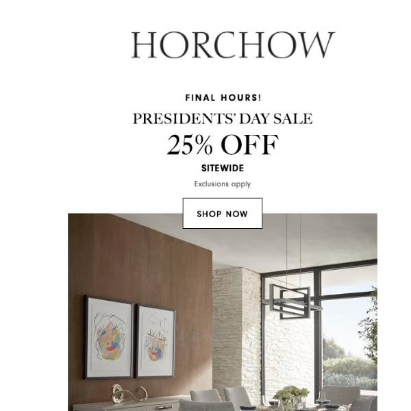Final hours! Take 25% off designer home looks sitewide