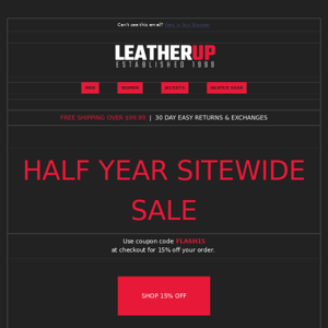 Half Year Sale! Save 15% Sitewide