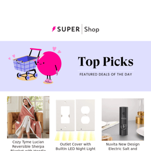 🛍️ Tuesday’s Top Picks: $3.99 Reversible Sherpa Blanket with Hoodie | $17.49 Outlet Cover with BuiltIn LED Night Light | $13.99 Electric Salt and Pepper Grinder & More