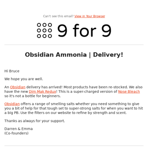 Obsidian Ammonia | Delivery!