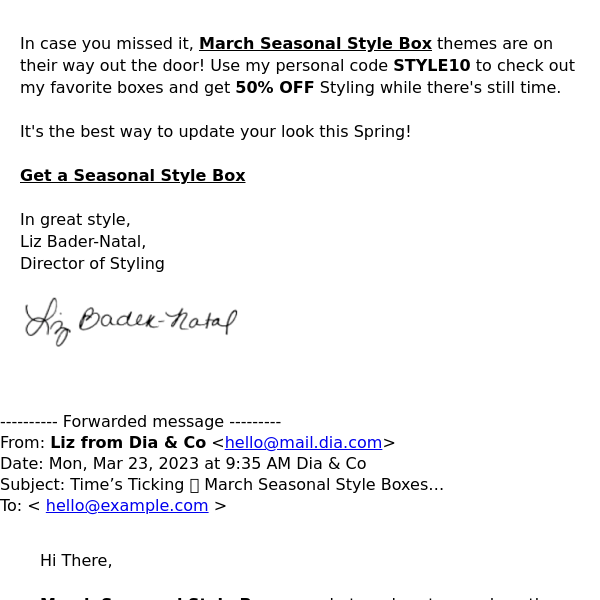 FWD: Only 5 Days Left | March Seasonal Style Boxes