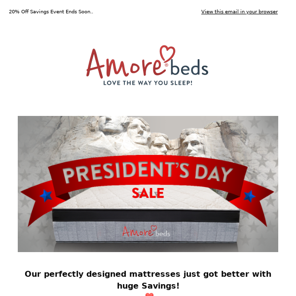 Amore Beds President's Day Savings Event! 😍