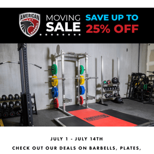 Save 25% OFF Select Barbells, Plates, Specialty Bars, and Rack & Rig.
