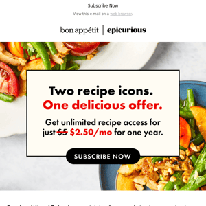 Get Epicurious for just $2.50/mo