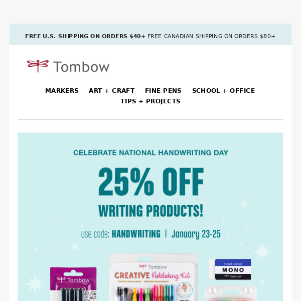 Take 25% off must-have Tombow writing products!