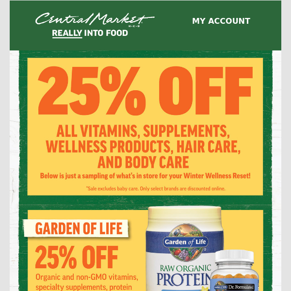 25% Off Vitamins, Supplements, and Body Care!