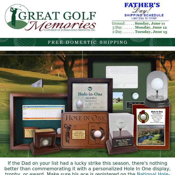 Give Dad a Hole-In-One Trophy for Father's Day!