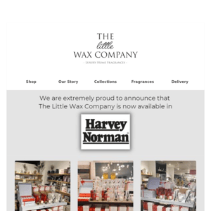 The Little Wax Company are now available in Harvey Norman
