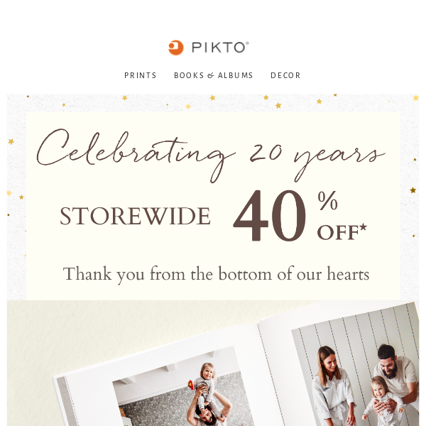 Celebrating Pikto's 20th Anniversary with You: Enjoy 40% Off Storewide!