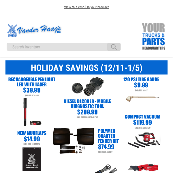 Save BIG on Stocking Stuffers - Penlight/Utility Knife/Compact Vacuum/Mobile Decoder/Tire Gauge & more!