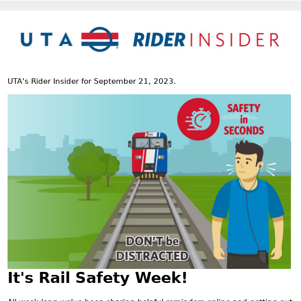 Rider Insider /// Safety Week, Party Train, Feedback Wanted, Adopt a Bus Stop