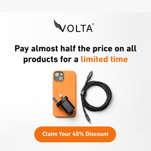 Hi Volta Charger, pay half* the price on all products for a limited time.