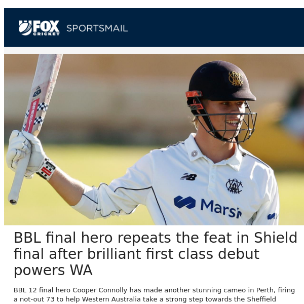 BBL final hero repeats the feat in Shield final after brilliant first class debut powers WA