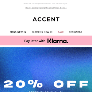 20% Off New Styles