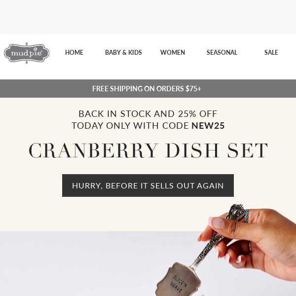 The Cranberry Dish is back and 25% off TODAY ONLY!