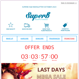 📣Superb Health & Beauty last days AUTUMN OFFER 😭UP TO 80% OFF