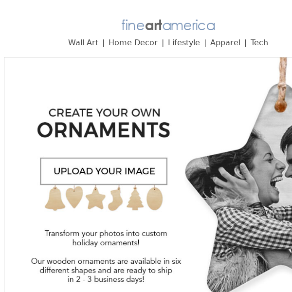 Turn Your Photos into Holiday Ornaments!  Ready-to-Ship in 2 - 3 Business Days