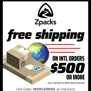 Last Chance For Free Shipping On All International Orders Of $500+