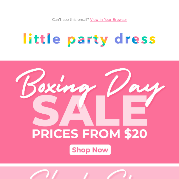 🥳 Don't forget: PRICES FROM $20 at our Boxing Day Sale 🌈