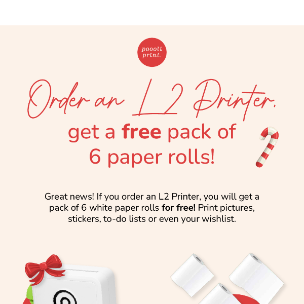 FREE 6 Rolls Pack with L2 Printer 😍