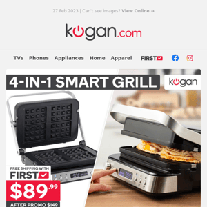 4-in-1 Smart Grill & Sandwich Press $89.99 (Rising to $149 in 3 Days!)