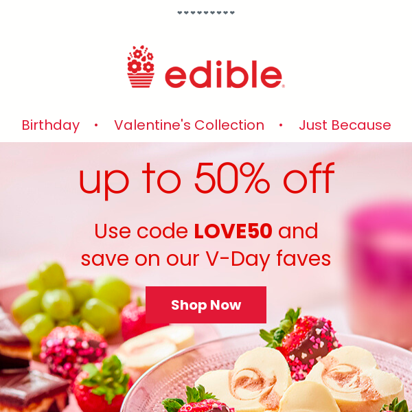 Valentine's gifts up to 50% off