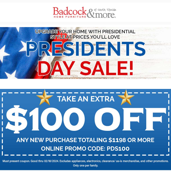 $100 Coupon Just For You This Presidents Day!