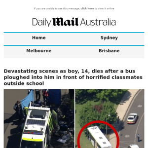 Devastating scenes as boy, 14, dies after a bus ploughed into him in front of horrified classmates outside school