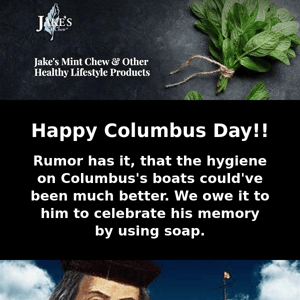 Jake's Columbus Day FREE SOAP Sale and 15% off site-wide