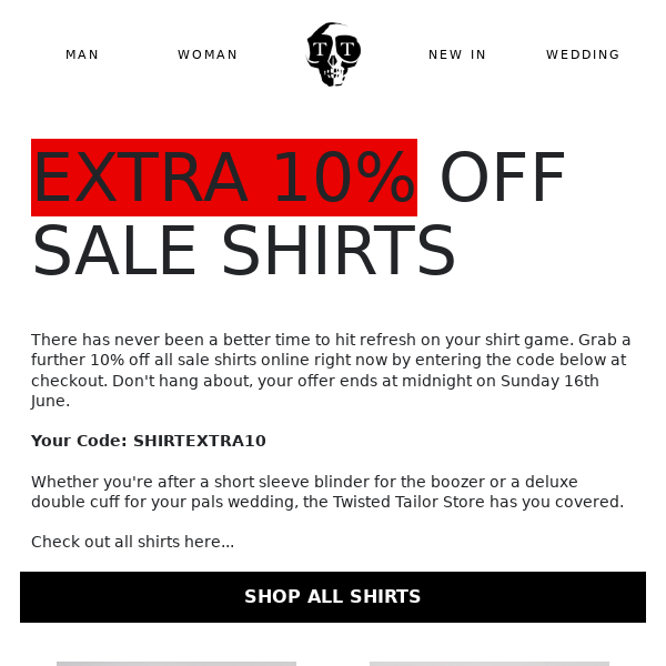 Further 10% off Sale Shirts